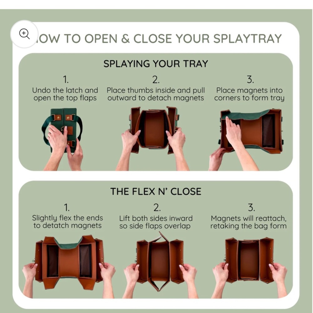 Leather Splay Tray Organizer in Brown and Green